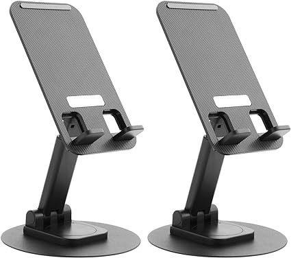 Foldable & Adjustable Phone Stand – Universal Desktop Holder for iPhone, Samsung & Tablets (2-Pack, Black)