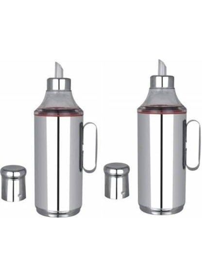 Aquasleri Stainless Steel Oil Dispenser with Handle – Set of 2 (1 Litre Each) | Leak-Proof Oil Pourer & Container for Kitchen