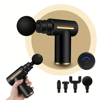 Deep Tissue Muscle Massage Gun – Handheld Percussion Massager with 4 Attachments for Pain Relief & Recovery