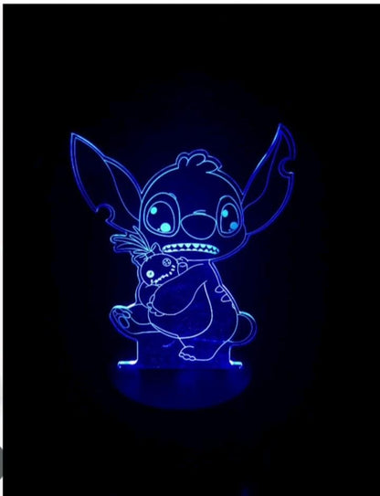 Stitch 3D Acrylic LED Night Light – Color Changing Lamp with Remote