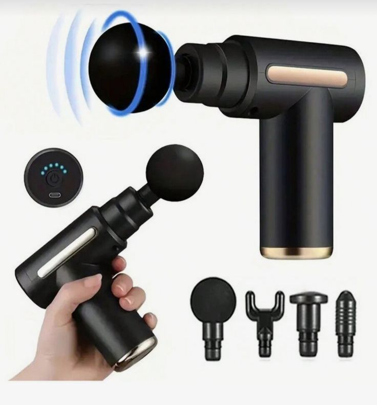 Deep Tissue Muscle Massage Gun – Handheld Percussion Massager with 4 Attachments for Pain Relief & Recovery